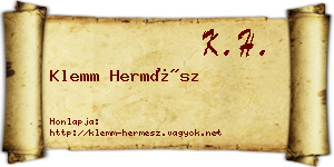 Klemm Hermész névjegykártya
